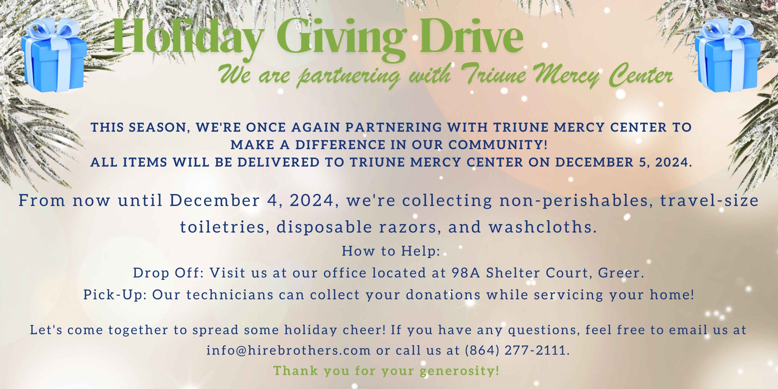 Triune Mercy Center annual donation drive with Brothers